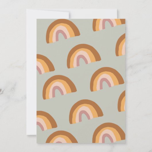 Boho retro terracotta regenboogmaan baby shower kaart (Achterkant)