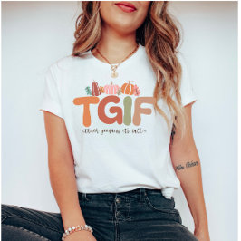 Boho Retro TGIF Herfst Quote T-shirt