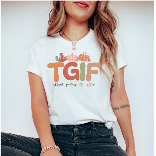 Boho Retro TGIF Herfst Quote T-shirt