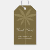 Boho Retro Tropical Palm Tree Afstuderen Dank u Cadeaulabel (Voorkant)