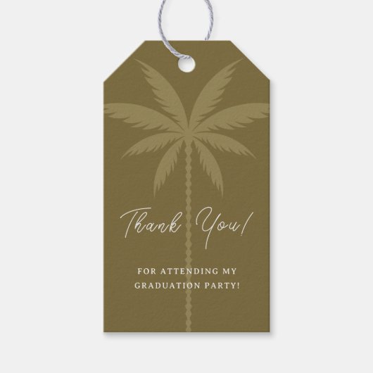 Boho Retro Tropical Palm Tree Afstuderen Dank u Cadeaulabel (Voorkant)