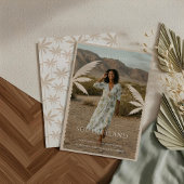 Boho Retro Tropical Palm Tree Afstuderen Foto Aankondiging