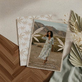 Boho Retro Tropical Palm Tree Afstuderen Foto Aankondiging