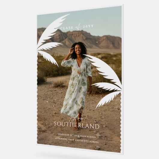 Boho Retro Tropical Palm Tree Afstuderen Foto Acryl Bord (Hoek)