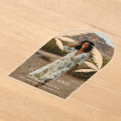 Boho Retro Tropical Palm Tree Afstuderen Foto Acryl Uitnodigingen (Laagn)