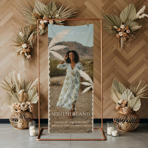 Boho Retro Tropical Palm Tree Afstuderen Foto Spandoek