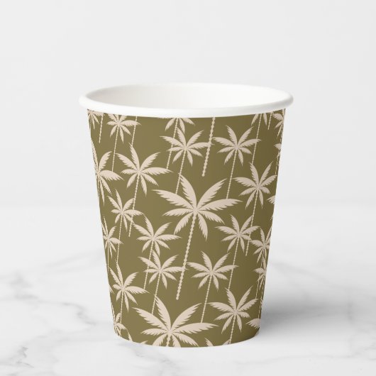 Boho Retro Tropical Palm Tree Pattern Afstuderen Papieren Bekers (Voorkant)