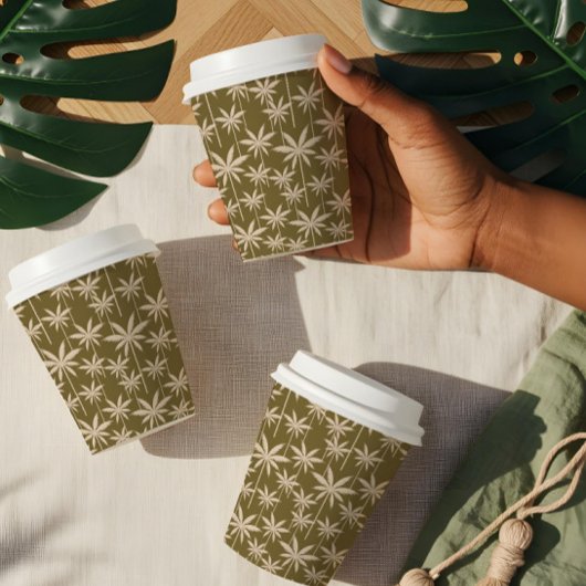 Boho Retro Tropical Palm Tree Pattern Afstuderen Papieren Bekers
