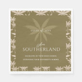 Boho Retro Tropical Palm Tree Pattern Afstuderen Servet (Voorkant)