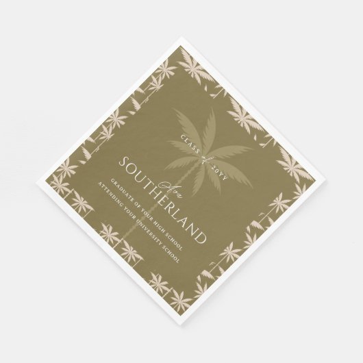 Boho Retro Tropical Palm Tree Pattern Afstuderen Servet (Hoek)