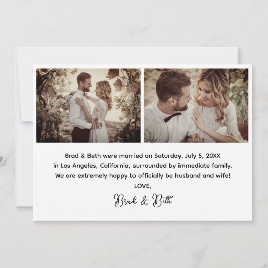 Boho Retro trouwde net met 3 Foto Aankondiging Kaa (Achterkant)