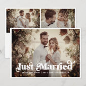 Boho Retro trouwde net met 3 Foto Aankondiging Kaa (Voorkant / Achterkant)