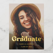 Boho Retro Typografie Foto Afstuderen Folie Uitnodiging Briefkaart (Voorkant)