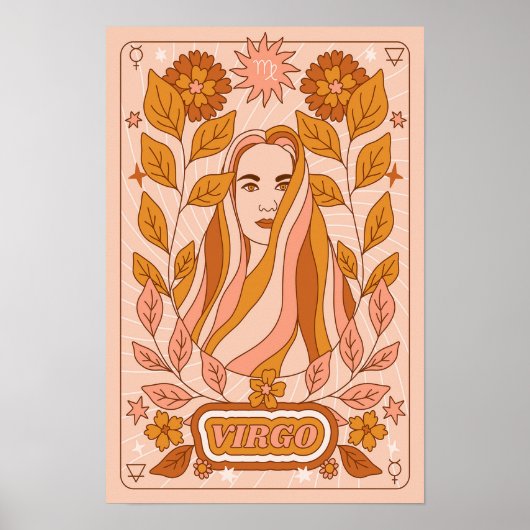 Boho Retro Virgo Zodiac Poster (Voorkant)