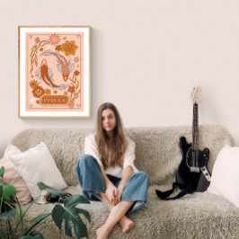 Boho Retro Vissen Zodiac Poster