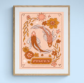 Boho Retro Vissen Zodiac Poster