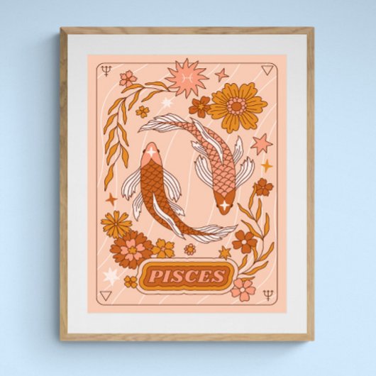 Boho Retro Vissen Zodiac Poster