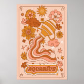 Boho Retro Waterman Dierenriem Poster (Voorkant)