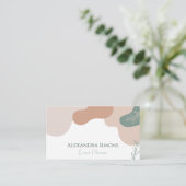 Boho Retro Wavy Beige Green Visitekaartje (Staand voorkant)