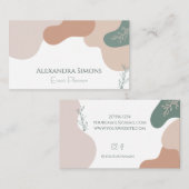 Boho Retro Wavy Beige Green Visitekaartje (Voorkant / Achterkant)