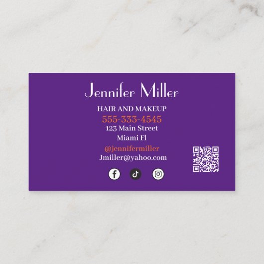 Boho Retro Wavy Lines Social Media QR-code Visitekaartje (Achterkant)