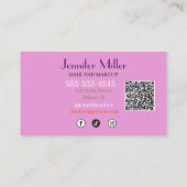 Boho Retro Wavy Lines Social Media QR-code Visitekaartje (Achterkant)