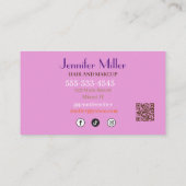 Boho Retro Wavy Lines Social Media QR-code Visitekaartje (Achterkant)