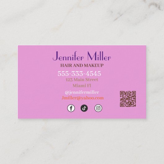 Boho Retro Wavy Lines Social Media QR-code Visitekaartje (Achterkant)