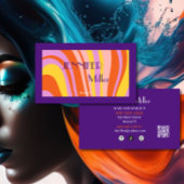 Boho Retro Wavy Lines Social Media QR-code Visitekaartje