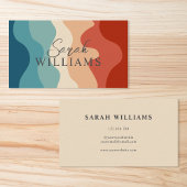 Boho Retro Wavy Stripes Minimalist Visitekaartje