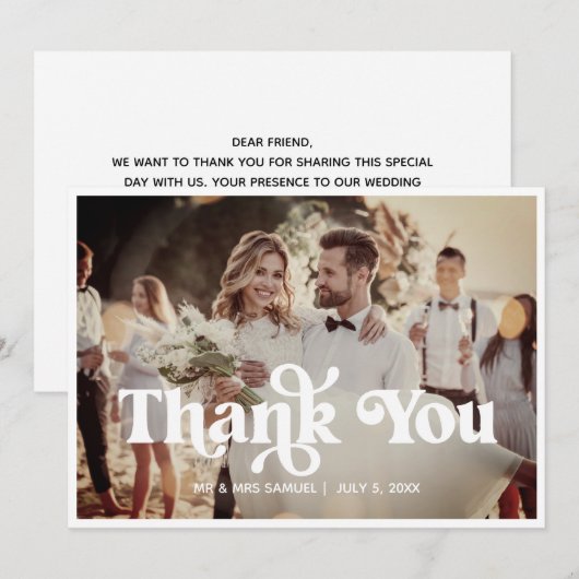 Boho Retro Wedding Hartelijk dank Aankondiging (Voorkant / Achterkant)