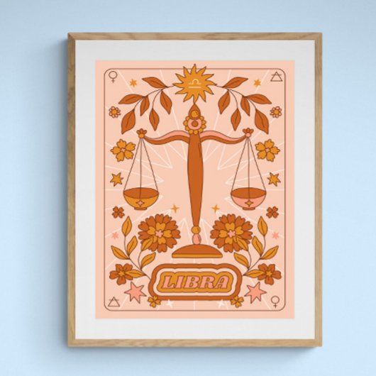 Boho Retro Weegschaal Zodiac Poster