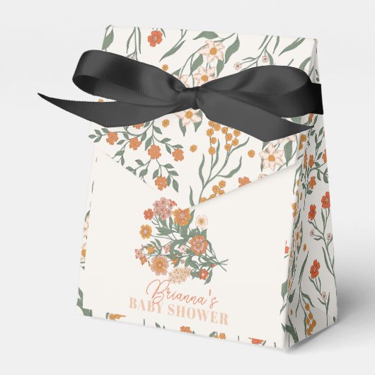 Boho Retro Wilde Bloem Baby Shower Bedankdoosjes (Voorkant Zijde)