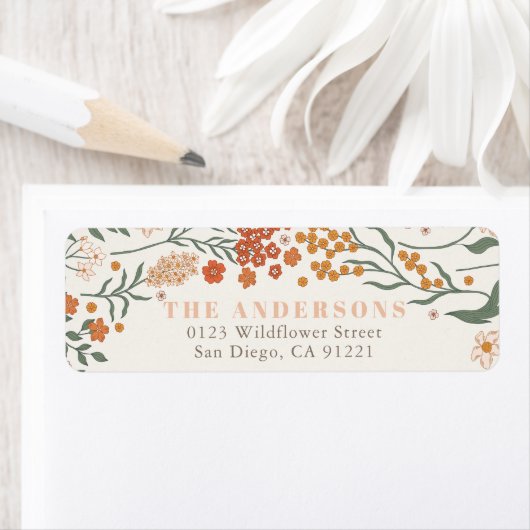 Boho Retro Wilde Bloem Etiket (Insitu)