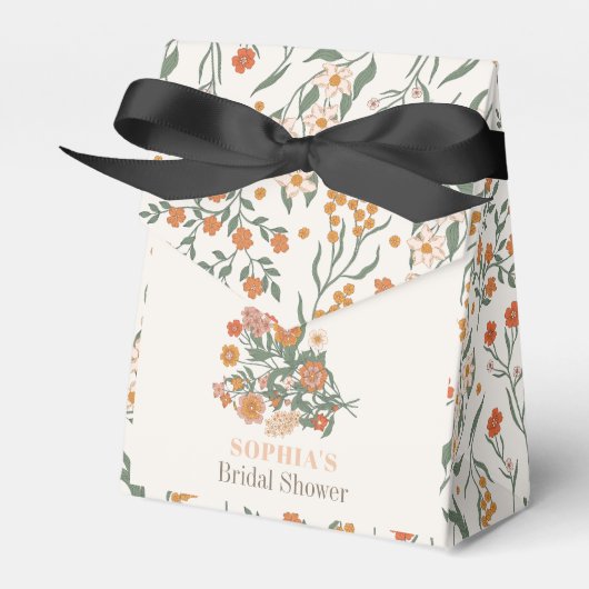 Boho Retro Wilde Bloemen Bruidsdouche Bedankdoosjes (Voorkant Zijde)