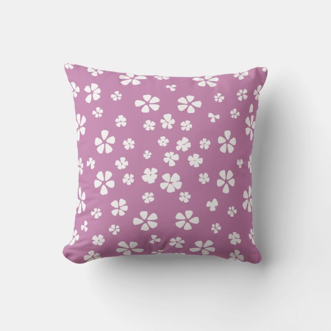 Boho retro witte wilde bloem krokus paarse kussen (Voorkant)