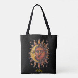Boho Retro Zon en Maan Unisex Tote Bag