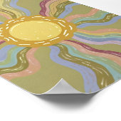 Boho Retro Zon & Gedempte Regenboogstralen Minimal Poster (Hoek)