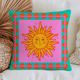 BOHO Retro Zon Gezicht Dopamine Esthetisch Kleurri Kussen