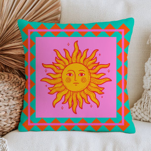 BOHO Retro Zon Gezicht Dopamine Esthetisch Kleurri Kussen