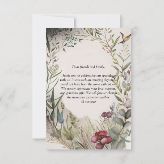 BOHO Ring of Flowers and Branches Details Card Bedankkaart (Achterkant)