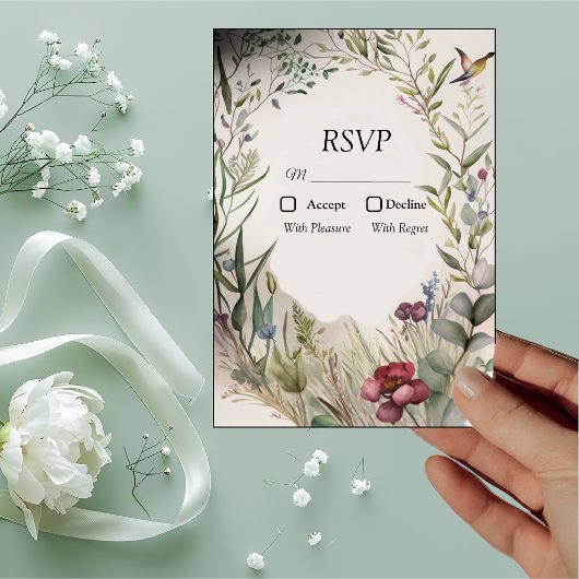 BOHO Ring van Bloemen en Tanden RSVP Kaartje