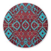 Boho Robijn Turquoise en Koper Keramische Knop (Voorkant)