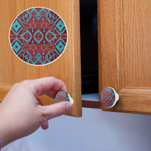 Boho Robijn Turquoise en Koper Keramische Knop
