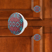 Boho Robijn Turquoise en Koper Keramische Knop