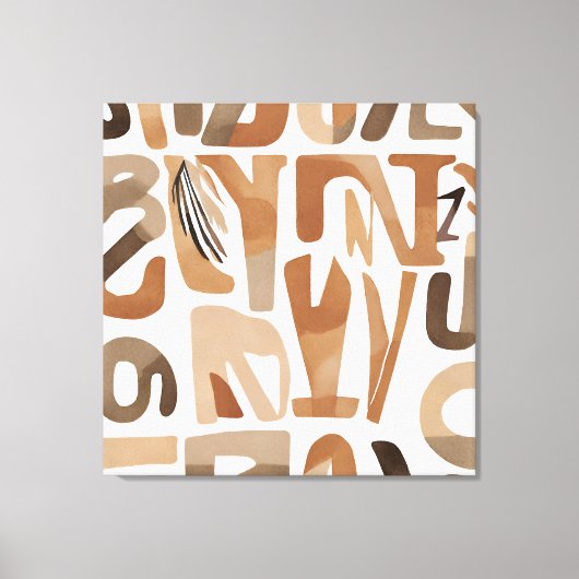 Boho Rock alfabet Botanische kunststijl Modern Canvas Afdruk (Voorkant)