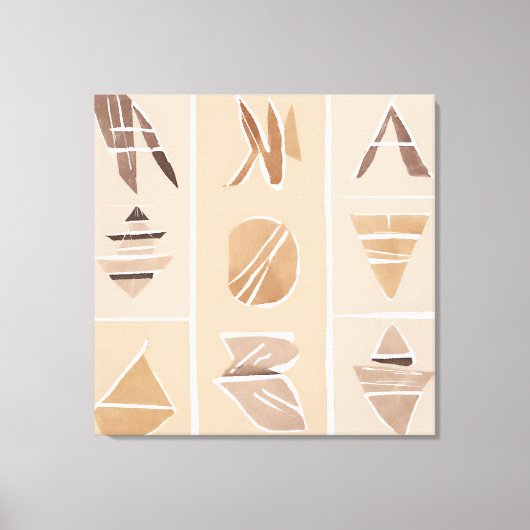 Boho Rock alfabet Botanische kunststijl Modern Canvas Afdruk (Voorkant)