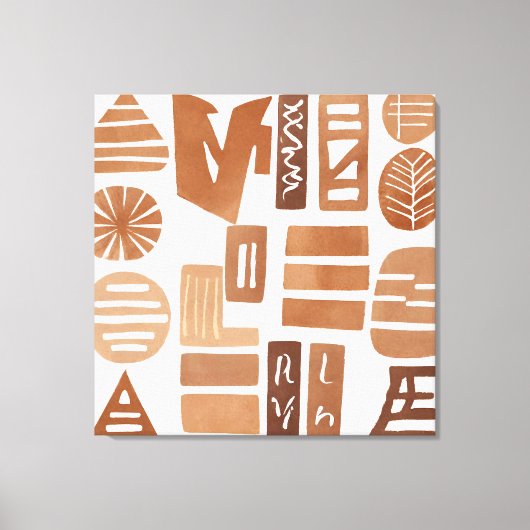 Boho Rock Leaf Botanische kunststijl Eenvoudig Mod Canvas Afdruk (Voorkant)