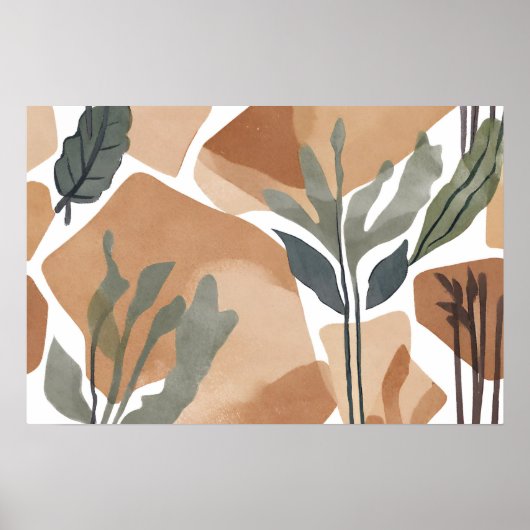 Boho Rock Leaf Botanische kunststijl Eenvoudig Mod Poster (Voorkant)