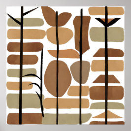 Boho Rock Polygoonblad Botanische kunststijl Moder Poster